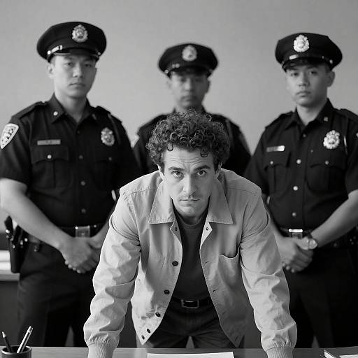 Dramatic Black-and-White Police Encounter