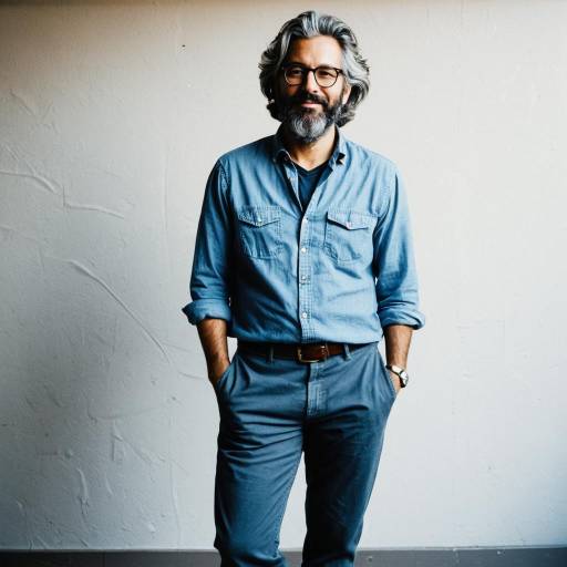 Casual Middle-Aged Man with Gray Hair and Glasses