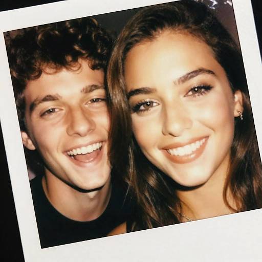 Smiling Duo: Close-Up Polaroid Overlay