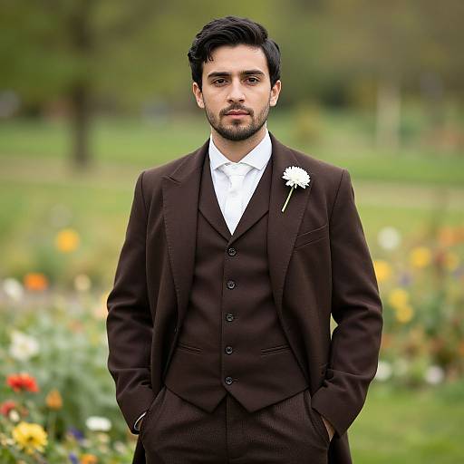 Victorian Young Man in Garden Portrait