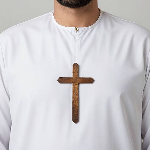 Close-up of Man in Islamic Garb with Cross