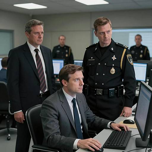 Intense Meeting in Dim Control Room