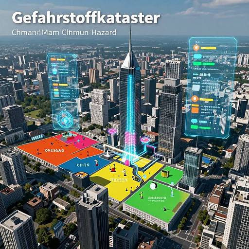 Aerial CGI of Chicago skyline with 