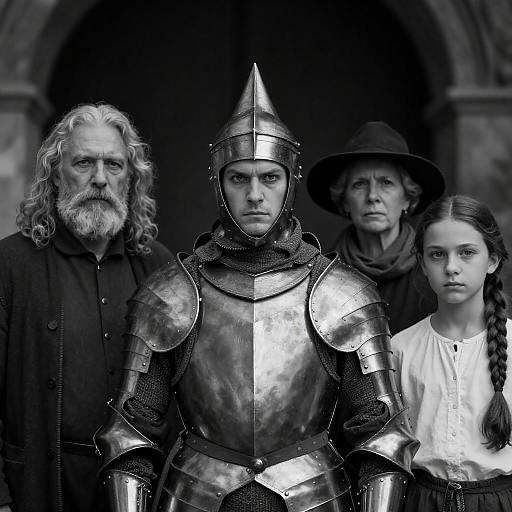 Dramatic Black-and-White Group Portrait