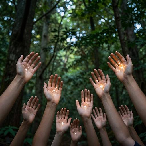 Starry Palms Reaching Through Forest