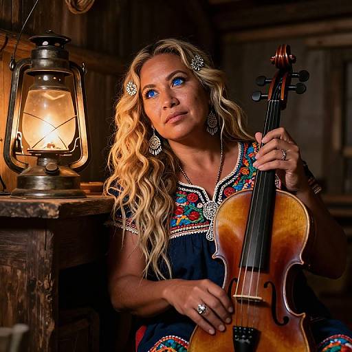 Pacific Islander Musician in Rustic Glow