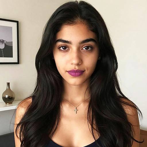 Portrait of Woman with Purple Lipstick