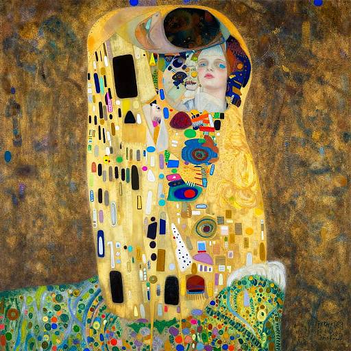 Regal Woman in Klimt-Inspired Pastel Art