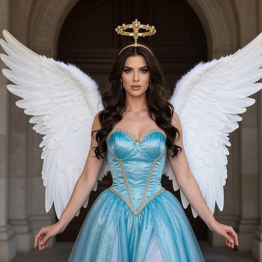 Woman Lucifer Costume with Angelic Wings