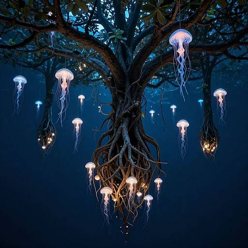 Upside Down Floating Forest with Jellyfish