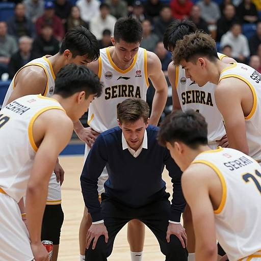 Dynamic Basketball Team Huddle Scene