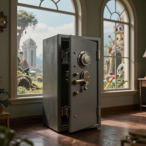 Mysterious Safe in Surreal Room