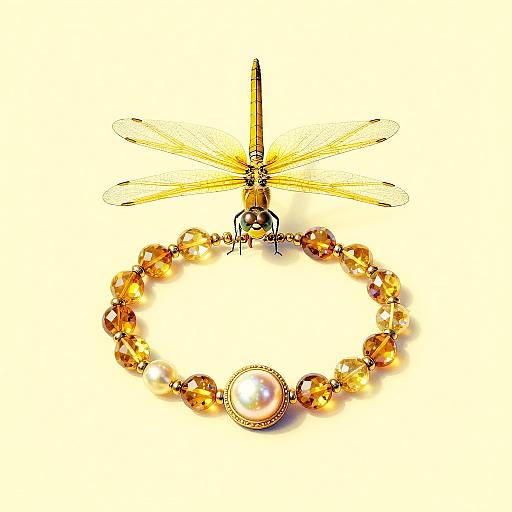 Yellow-Winged Dragonfly on Citrine Necklace