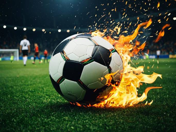 Soccer Ball in Flames on Field