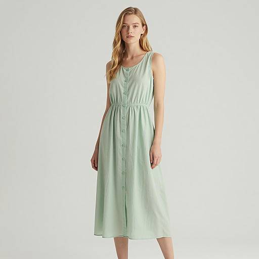 Elegant Young Woman in Light Green Dress