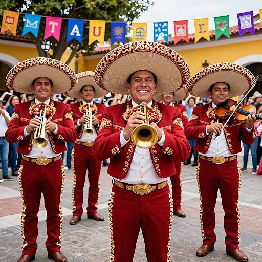 Mariachi Band Serenading Vibrant Plaza