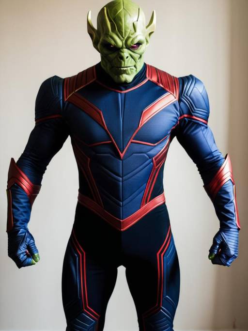 Man in Realistic Super Skrull Cosplay Costume