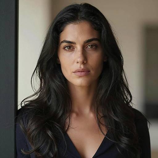 Serious Woman in Warm Blurred Background