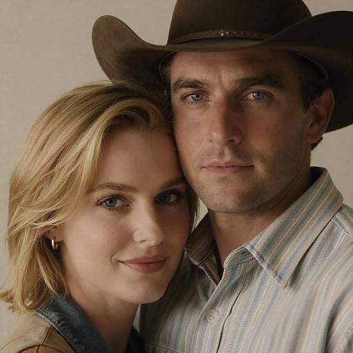 Couple in Close Embrace with Cowboy Hat