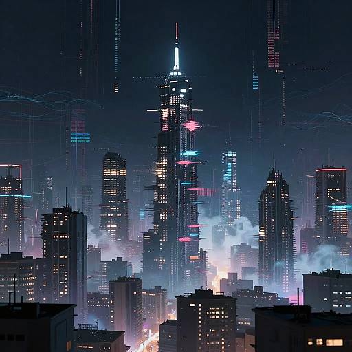 Futuristic Cyberpunk City in Flux