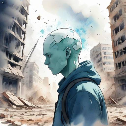 Wojak in Watercolor Amid Ruins