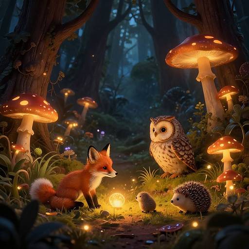Magical Forest Animals at Dusk