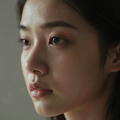 Close-up Portrait of Asian Woman in Dramatic Lighting