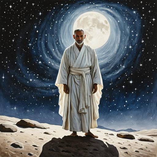 Ethereal Monk in Starry Sky Painting