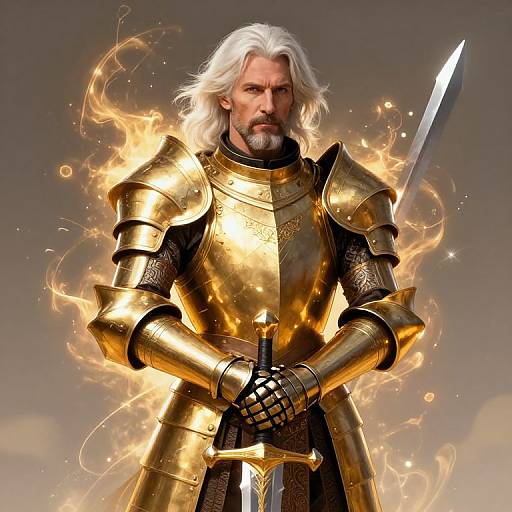 Middle-Aged Paladin in Golden Armor