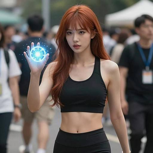 Red-Haired Woman with Glowing Energy Ball
