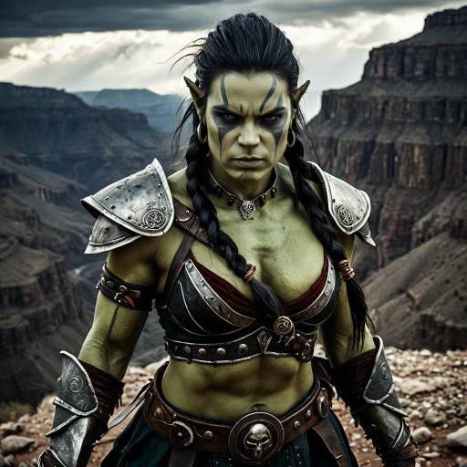 Fierce Female Orc in Dramatic Canyon