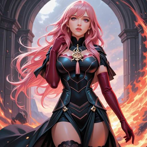 Byleth and Pink-Haired Girl Illustration