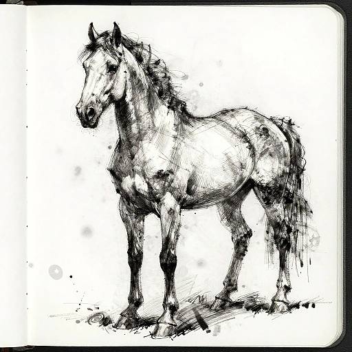 Energetic Graphite Sketch of Horse