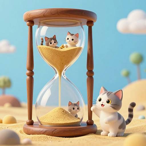 Whimsical Hourglass with Kittens