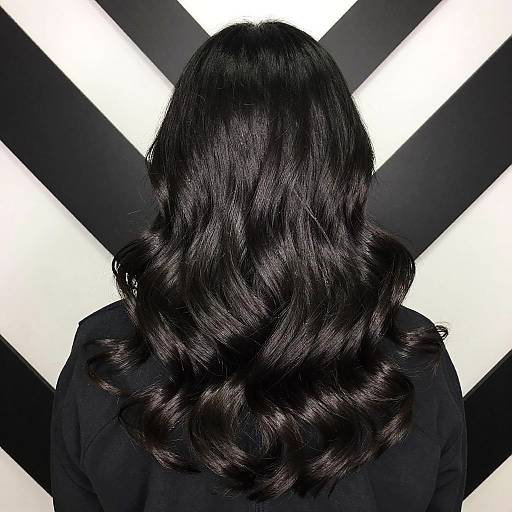 Glossy Jet Black Curls with Studio Lighting