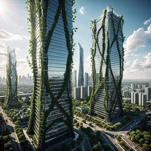 Eco-Friendly Skyscrapers with Glass Vines