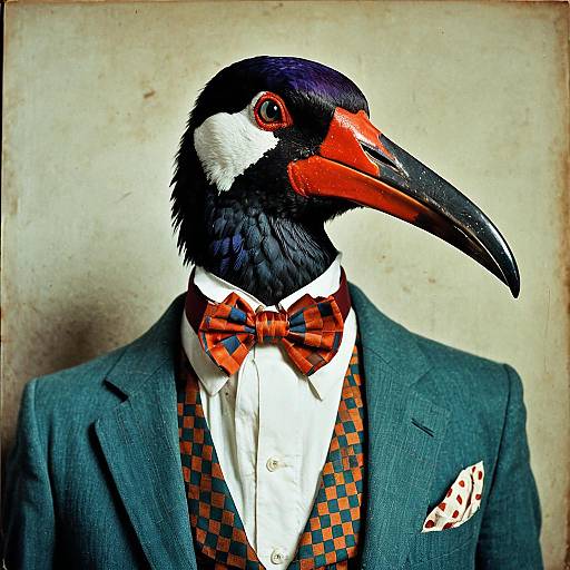 Harlequin Ibis in Vintage Suit