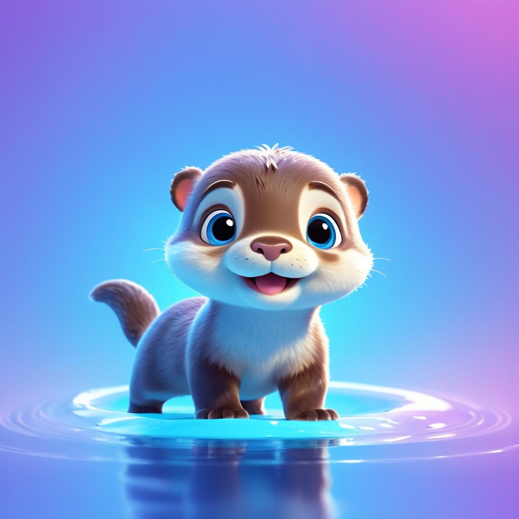 Adorable Pixar-Style Baby Otter Render