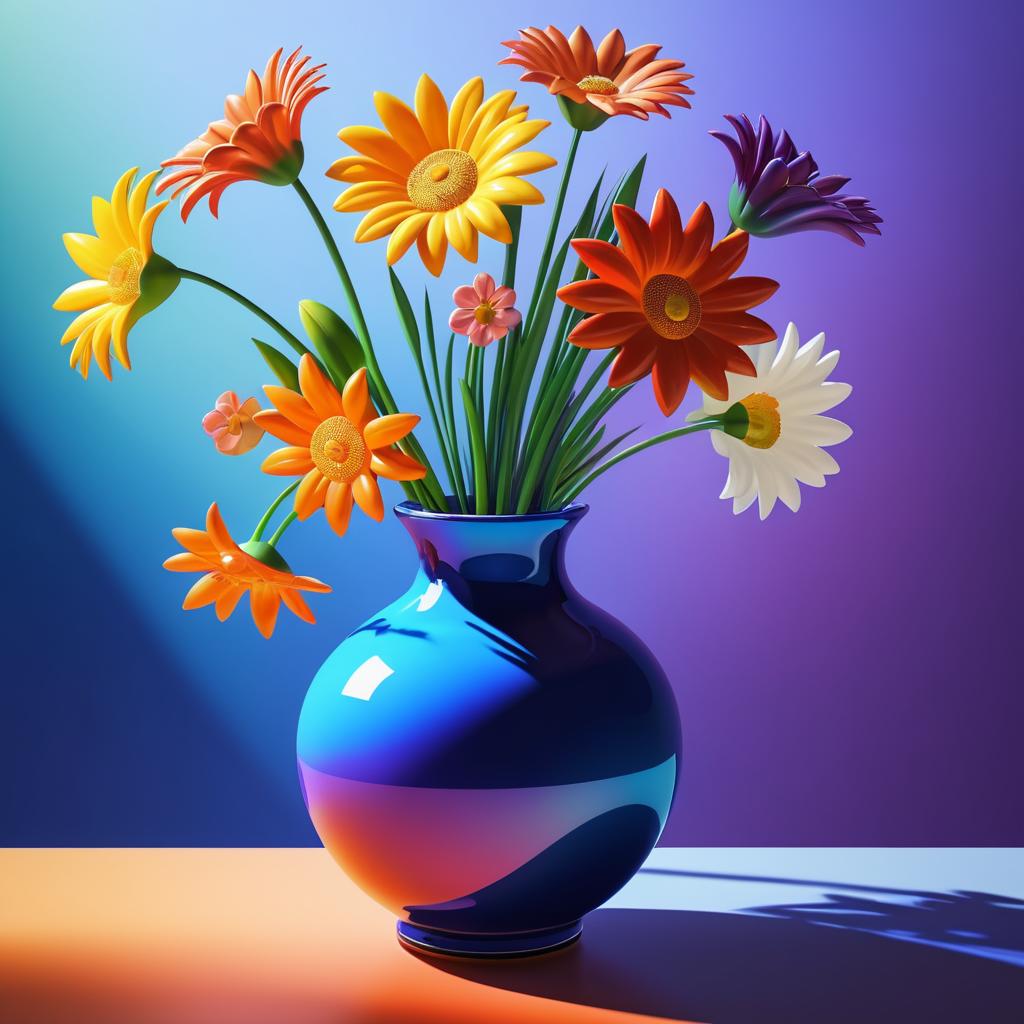 Realistic Flower Vase Still Life Composition