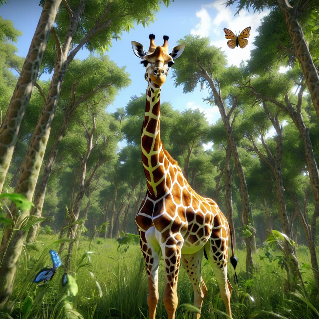 Surreal Giraffe with Butterfly Wings