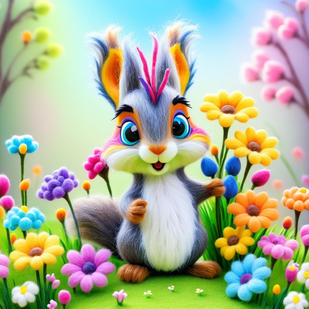 Whimsical Squirrel in a Floral Wonderland