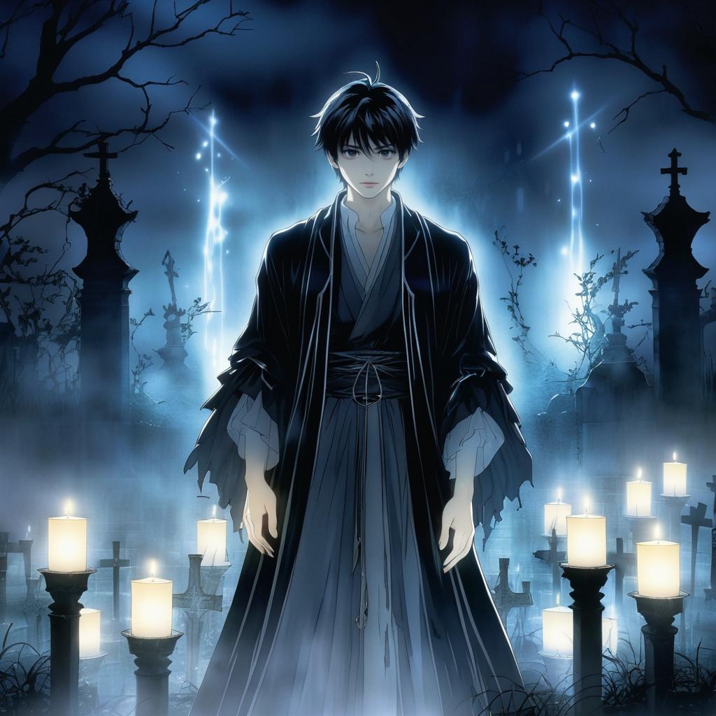 Haunted Spirit in an Anime Graveyard