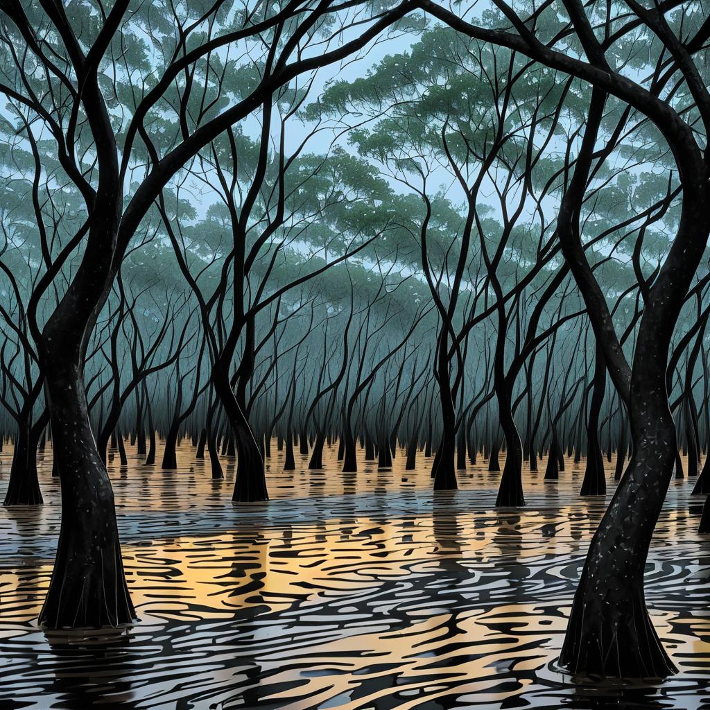 Mysterious Mangrove Estuary at Dusk