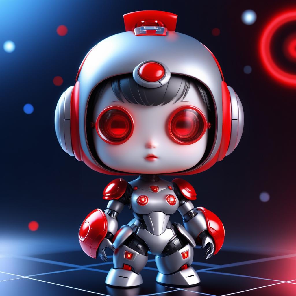 Adorable Cybernetic Girl: 3D Model Showcase