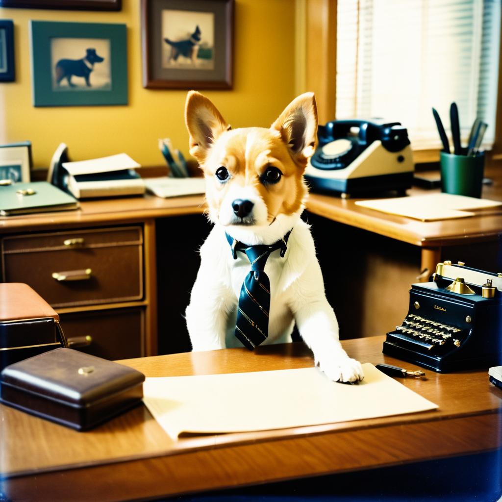 Vintage Adventure: A Dog's Desk Moment