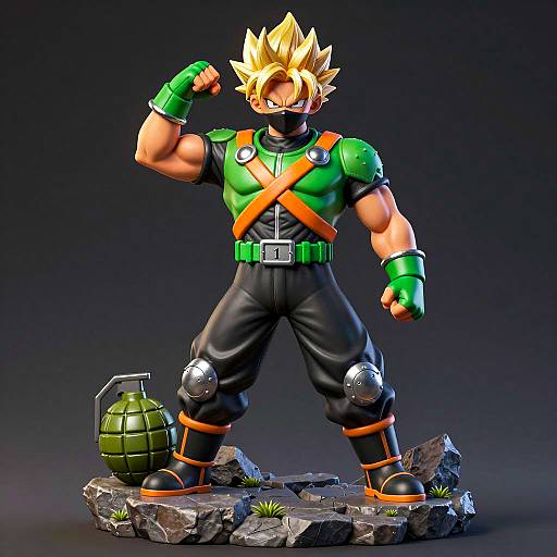 Muscular Anime Boy Digital Sculpture