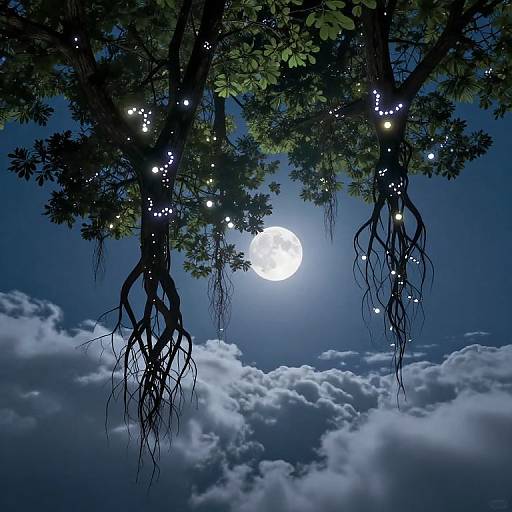 Upside Down Moonlit Glowing Trees