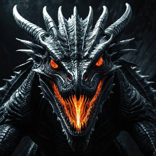 Obsidian Infernal Wyvern with Glowing Ember Veins