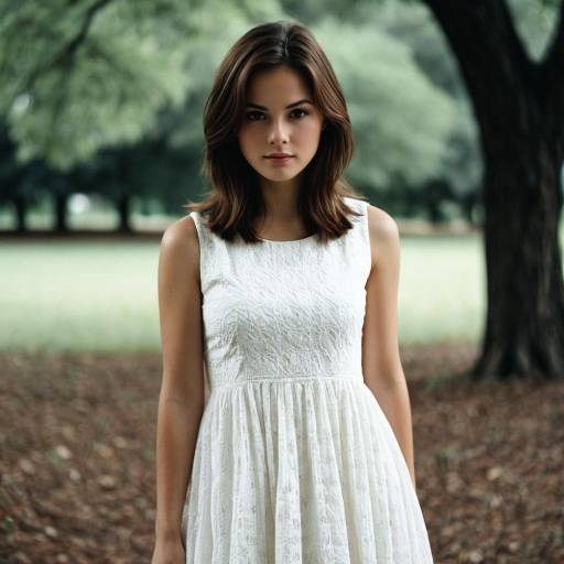 Young Woman in White Dress Outdoors