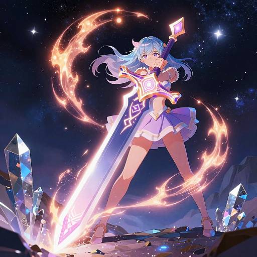 Magical Girl's Neon Rune Sword